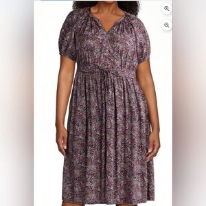 Women's Plus Size Puff Sleeve  Print Dress     Size 4X.     NWT